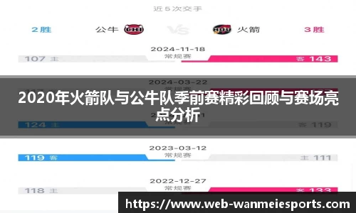 2020年火箭队与公牛队季前赛精彩回顾与赛场亮点分析